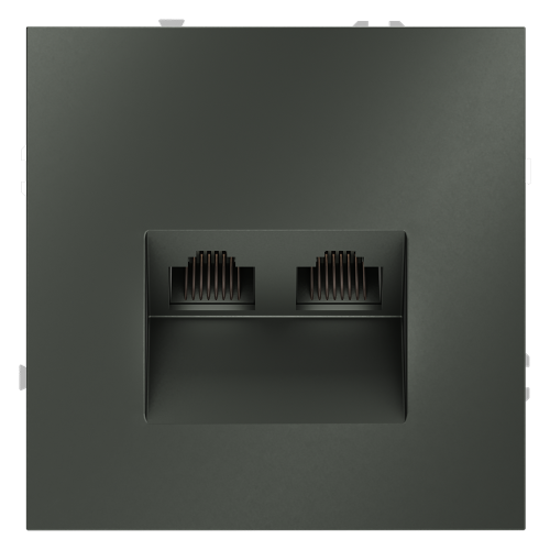 Розетка компьютерная 2-ая RJ45+RJ45 кат.6, Титан, S70 Voltum VLS060206