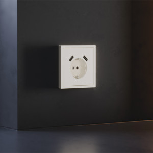 Лицевая панель для розетки с З/К и шторками, с USB A+C, Хлопок, S70 Voltum VLS001013