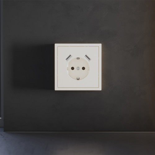 Лицевая панель для розетки с З/К и шторками, с USB A+C, Хлопок, S70 Voltum VLS001013