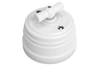 Ретро выключатель пластиковый 1 кл. (2 положения) перекрестный, Белый, Усадьба ТМ МезонинЪ GE30406-01