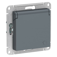 Розетка с З/К с шторками с крышкой, Грифель, AtlasDesign SE ATN000746