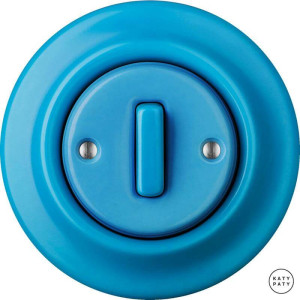 Выключатель кнопочный 1 кл. перекрестный, ярко-синий глянцевый, Katy Paty NIARGSl7 