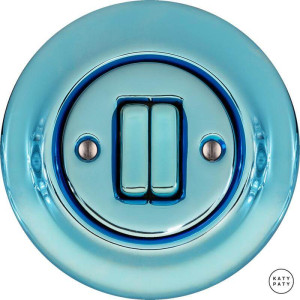 Выключатель кнопочный 2 кл., голубой металлик, Katy Paty PECAG2Sl5 