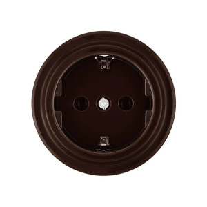 Ретро розетка пластик с 3/К, Коричневый, Виви TDM ELECTRIC SQ1820-1417