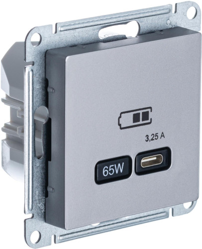 Розетка USB для быстрой зарядки, тип C 65Вт, Сталь, AtlasDesign SE ATN000927