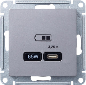 Розетка USB для быстрой зарядки, тип C 65Вт, Сталь, AtlasDesign SE ATN000927