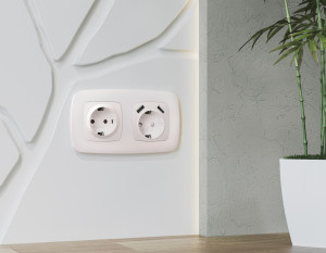 Рамка 4 местная пластик, Жемчуг, OMEGA Ecta Ambrella Volt OF140204