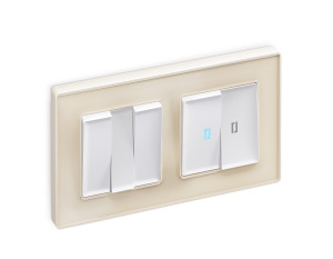 Выключатель 2 кл. с/подсв. (10000K), Белый матовый, ALFA Quant Ambrella Volt MA124020