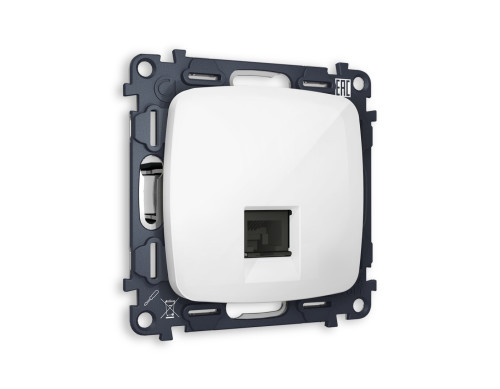 Розетка комп. с шторками RJ45 Cat. 6, Белый глянец, OMEGA Quant Ambrella Volt MO112010