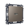 Розетка HDMI, Темная бронза матовый, ALFA Quant Ambrella Volt MA644010