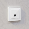 Лицевая панель розетки комп. с шторками RJ45 Cat. 6, Белый глянец, ALFA Quant Ambrella Volt AP1120