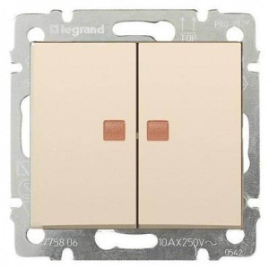 Выключатель 2 клав. с 2ой индикацией, слоновая кость, Valena Classic Legrand 774113
