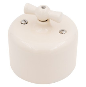 Выключатель керамика поворотный 1 кл. проходной (2 полож), Ванильный глянец, Jantera Royale JRO.0R11.CG03