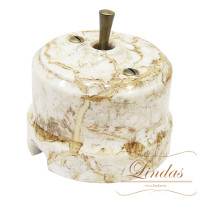 Выключатель керамика тумблерный 1 кл., мрамор с бронзовой ручкой Lindas 34413-B