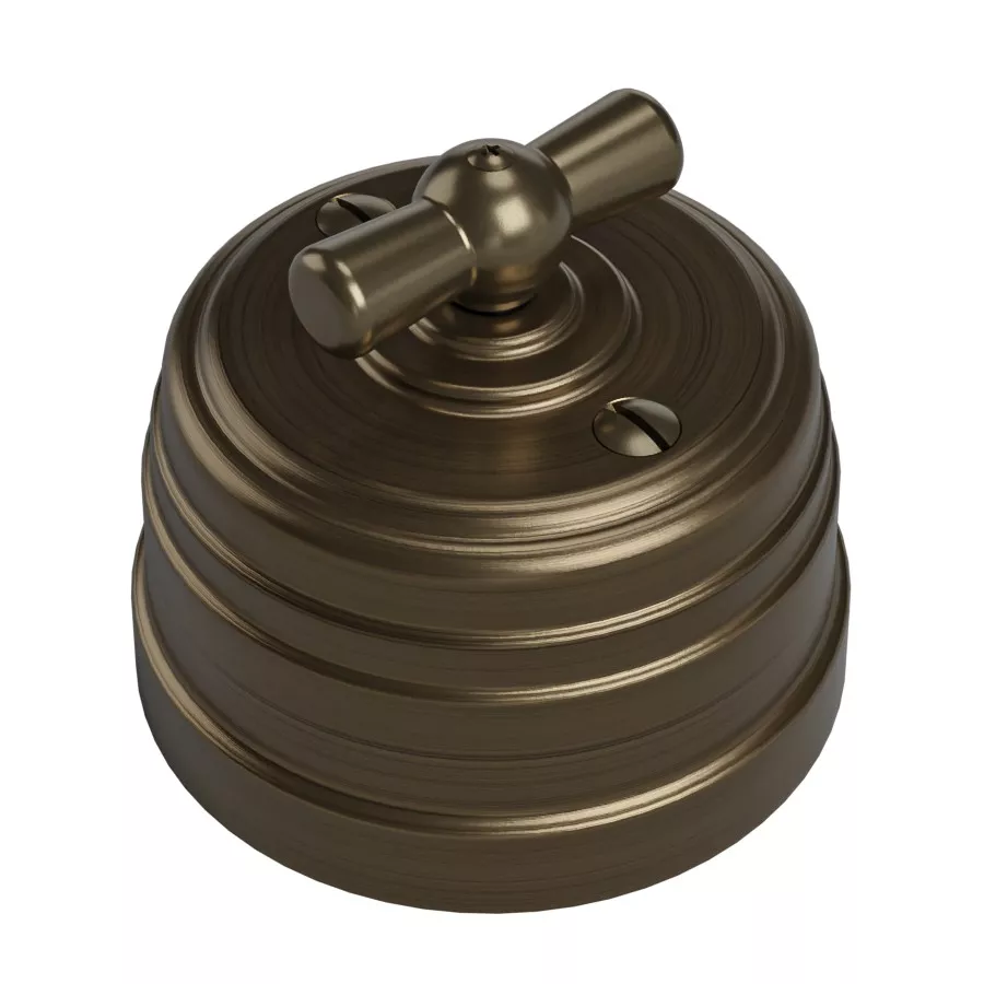 Ретро выключатель пластиковый 1 кл. (2 положения) перекрестный, Бронза, Усадьба ТМ МезонинЪ GE30406-36