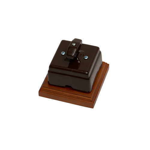 Выключатель керамический 1 кл. (2 положения) проходной, Коричневый, Кром Interior Electric ВПрКК/06