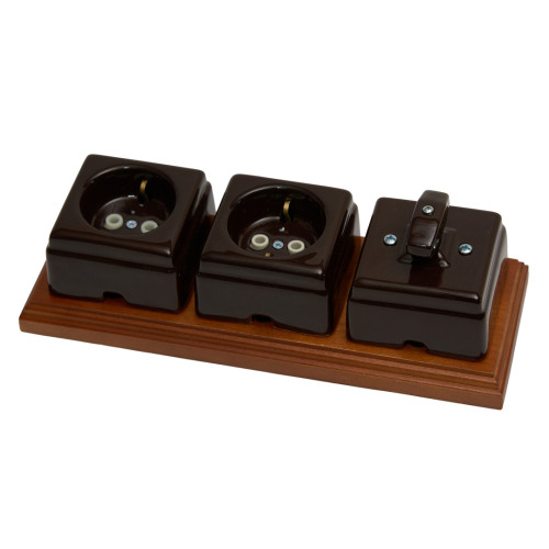 Выключатель керамический 1 кл. (2 положения) проходной, Коричневый, Кром Interior Electric ВПрКК/06