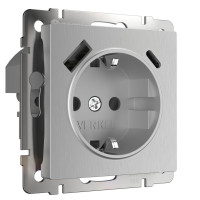 Розетка с З/К и USB зарядкой, тип А+С, Серебряный рифленый, Werkel W1171709