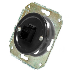 Розетка компьютерная RJ45 (внутренний монт.), Черный, Salvador CL.INT.BL