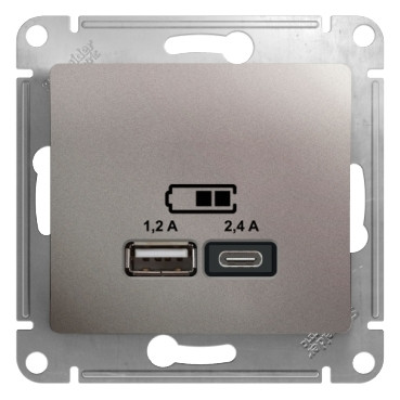 Розетка USB для зарядки A+C, Платина, Glossa SE GSL001239