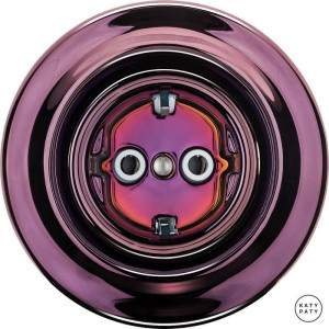 Ретро розетка фарфоровая с 3/К, фиолетовый металлик, Katy Paty PEMAGs 