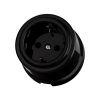Ретро розетка пластик с 3/К, Черный, Виви TDM ELECTRIC SQ1820-1212