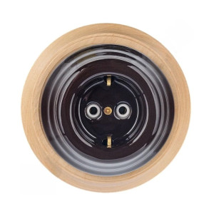 Ретро розетка керамическая с З/К, Коричневый, Астория Interior Electric РСЗКАС.1.05