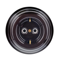 Ретро розетка керамическая с З/К, Коричневый, Астория Interior Electric РСЗКАС.1.05