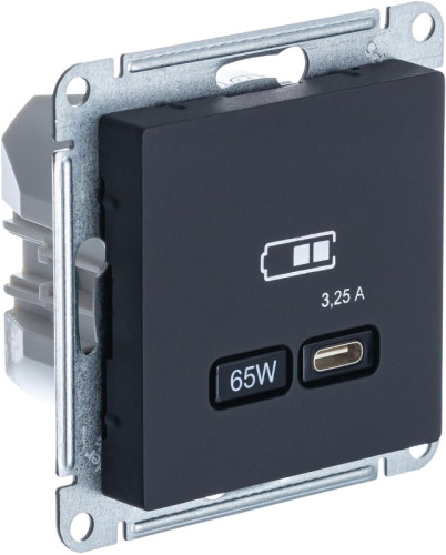 Розетка USB для быстрой зарядки, тип C 65Вт, Карбон, AtlasDesign SE ATN001027