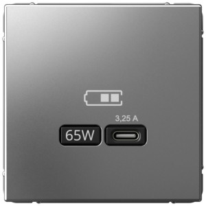 Розетка USB для быстрой зарядки, тип C 65Вт, Сталь, ArtGallery SE GAL000927