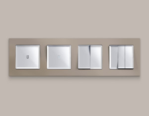 Выключатель 2 кл., Серебро глянец, ALFA Quant Ambrella Volt MA403010