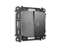 Выключатель 2 кл. проходной с/подсв. (10000K), Антрацит серый, OMEGA Quant Ambrella Volt MO654040