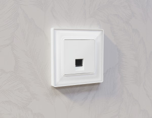 Лицевая панель розетки комп. с шторками RJ45 Cat. 6, Белый матовый, ALFA Quant Ambrella Volt AP1320