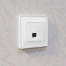 Лицевая панель розетки комп. с шторками RJ45 Cat. 6, Белый матовый, ALFA Quant Ambrella Volt AP1320