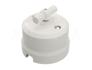 Выключатель фарфоровый 1 кл. проходной (2 положения), белый, ТМ МезонинЪ Аврора GE70405-01
