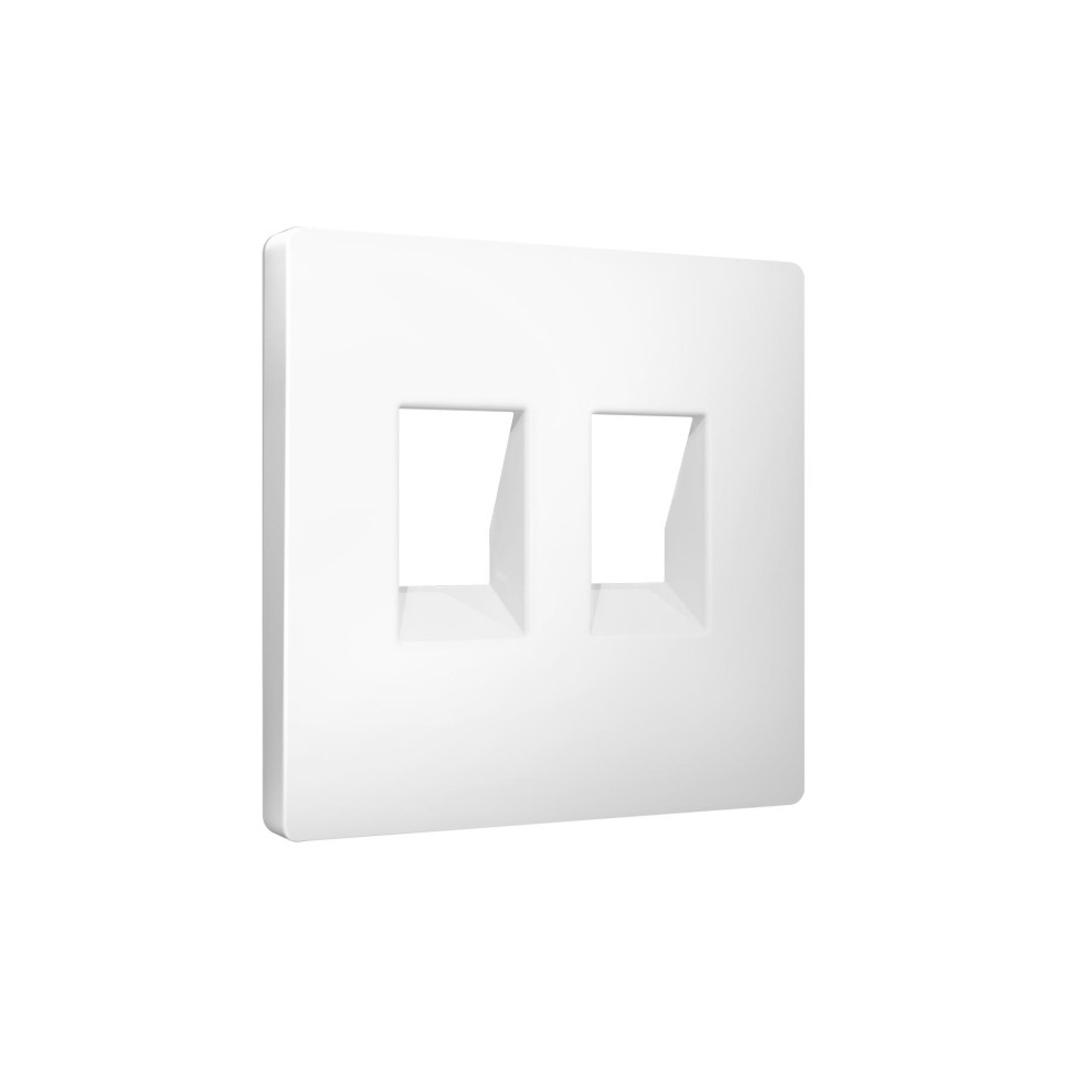 Лицевая панель розетки комп./телеф. 2-ой RJ45/RJ11 Cat. 6, Белый матовый, ALFA Quant Ambrella Volt AP1321
