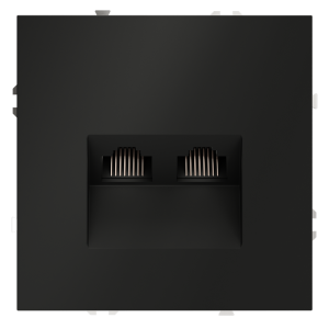 Розетка компьютерная 2-ая RJ45+RJ45 кат.6, Черный матовый, S70 Voltum VLS060208