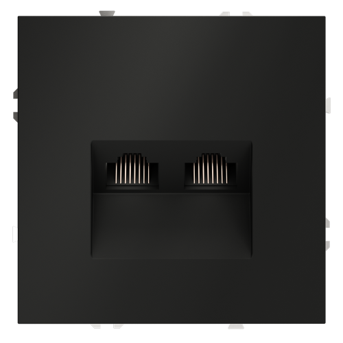 Розетка компьютерная 2-ая RJ45+RJ45 кат.6, Черный матовый, S70 Voltum VLS060208