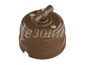 Ретро выключатель пластиковый 1 кл. (2 положения) перекрестный, Какао, Усадьба ТМ МезонинЪ GE30406-70