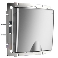 Розетка с З/К с крышкой, герметичная IP44, Серебряный матовый, Werkel W1171265