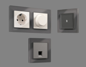 Рамка 2 местная стекло органическое, Антрацит серый, ALFA Platos Ambrella Volt AF330652