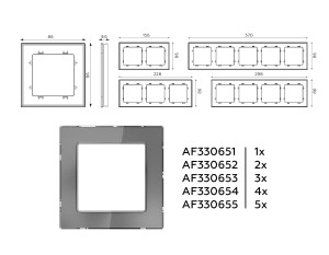 Рамка 2 местная стекло органическое, Антрацит серый, ALFA Platos Ambrella Volt AF330652