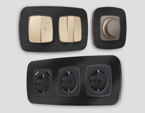 Рамка 3 местная металл, Черный\Металл шлифованный, OMEGA Radian Ambrella Volt OF580503