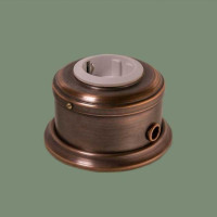 Ретро розетка медь с З/К и шторками, темная медь, ДИП-200 Romatti D243-8