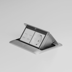 Блок выдвиж. розет. 2 местн., Серебряный, Werkel W8074065