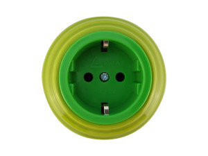 Ретро розетка с 3/К, керамика, Фисташковый Рistacchio, серебристая фурнитура, Leanza РФС