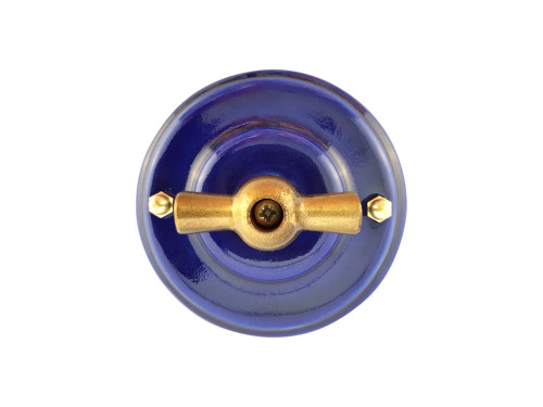 Выключатель керамика поворотный на 4 положения azzurra лазурный, ручка бронза Leanza ВП2ЛБ