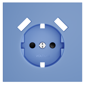 Лицевая панель для розетки с З/К и шторками, с USB A+A, Деним, S70 Voltum VLS000915