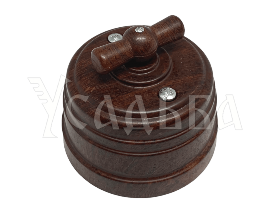 Ретро выключатель пластиковый 1 кл. (2 положения) перекрестный, Орех, Усадьба ТМ МезонинЪ GE30406-14