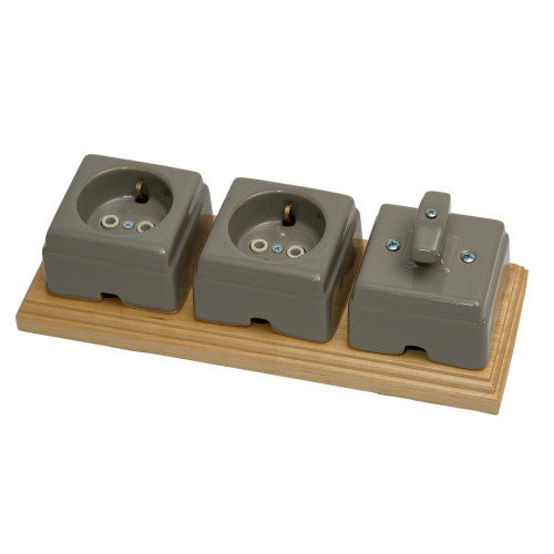 Выключатель керамический 1 кл. (2 положения) проходной, Серый, Кром Interior Electric ВПрКК/05